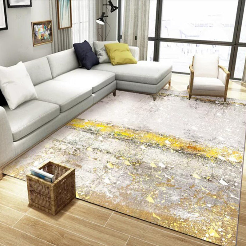 Modern woonkamer tapijt in grijs Abstract olieverfschilderij print tapijt Polyester huisdiervriendelijk vloerkleed
