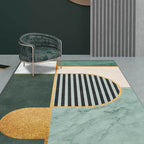 Modern marmeren oppervlak patroon tapijt met strepen groen, polyester tapijt, machinewasbaar, antislip vloerkleed voor de slaapkamer