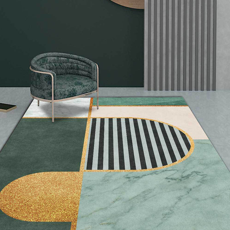Modern marmeren oppervlak patroon tapijt met strepen groen, polyester tapijt, machinewasbaar, antislip vloerkleed voor de slaapkamer