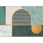 Modern marmeren oppervlak patroon tapijt met strepen groen, polyester tapijt, machinewasbaar, antislip vloerkleed voor de slaapkamer