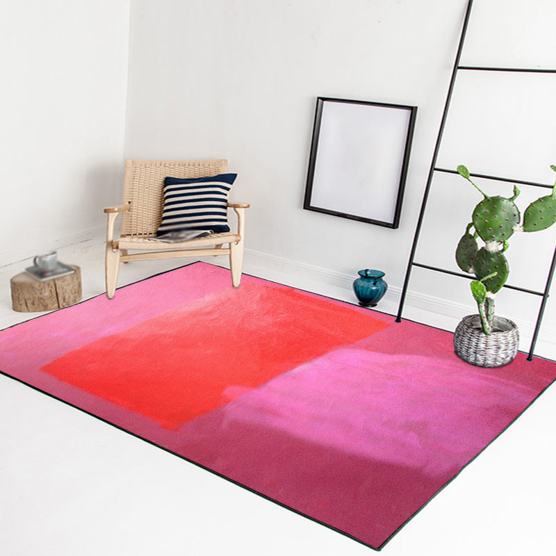 Rood en gele slaapkamer tapijt Modern abstract schilderpatroon vloerkleed Polyester wasbaar vlekbestendig tapijt