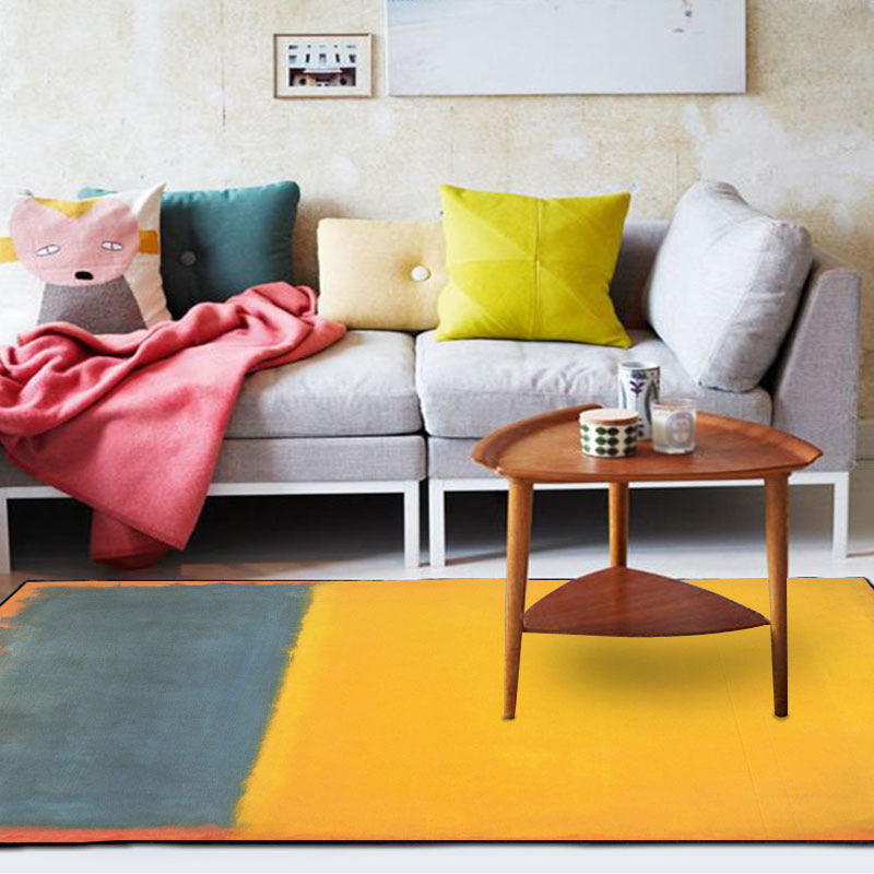 Rood en gele slaapkamer tapijt Modern abstract schilderpatroon vloerkleed Polyester wasbaar vlekbestendig tapijt