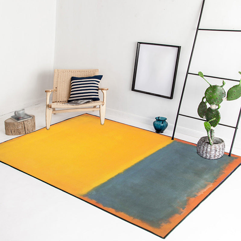 Rood en gele slaapkamer tapijt Modern abstract schilderpatroon vloerkleed Polyester wasbaar vlekbestendig tapijt