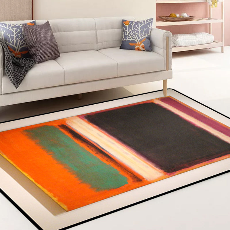 Rood en gele slaapkamer tapijt Modern abstract schilderpatroon vloerkleed Polyester wasbaar vlekbestendig tapijt