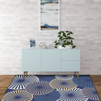 Stijlvol radiaal patroon tapijt Beige en Blauw Modern tapijt Polyester Wasbaar Antislip achterkant Tapijt voor de woonkamer