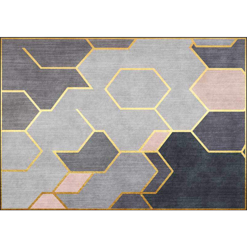 Grijze novelty vloerkleed polyester geometrisch patroon vloerkleed wasbaar antislip achterkant vloerkleed voor woonkamer