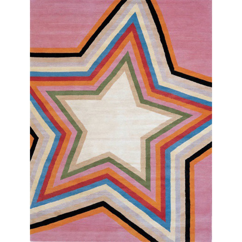 Casual moderne vloerkleed in roze geometrisch sterrenpatroon Vloerkleed Polyester huisdiervriendelijk vloerkleed voor appartement decoratie