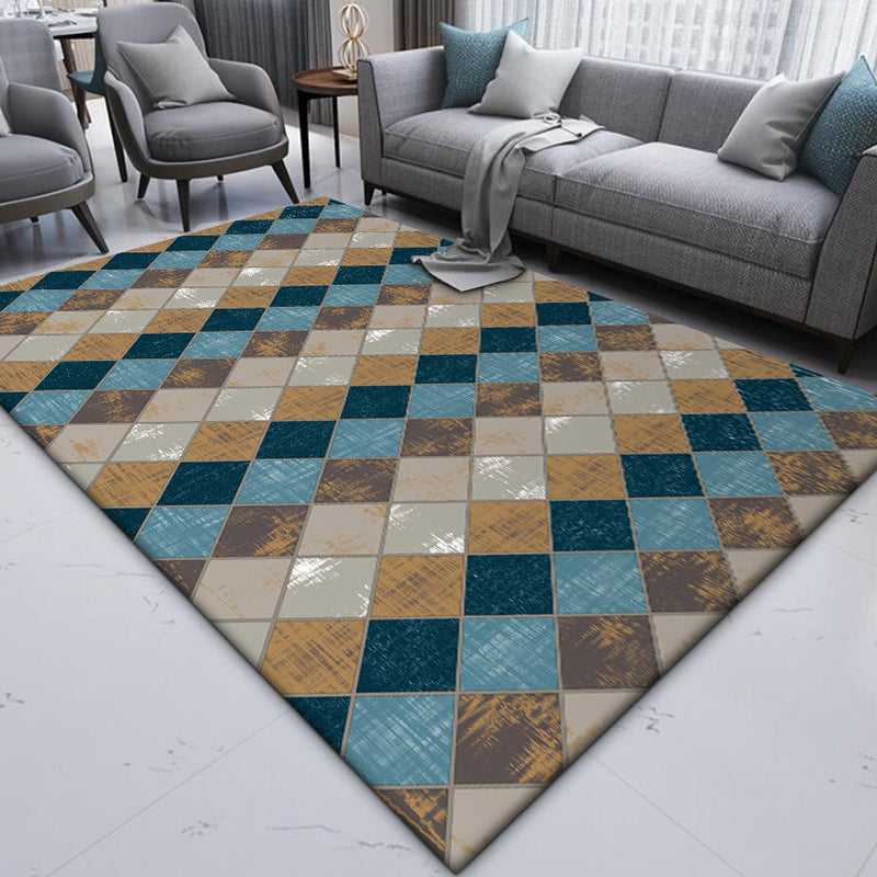 Kleurrtapijt voor de Slaapkamer Modern Geometrisch Diamantpatroon Vloerkleed Polyester Vlekbestendig Vloerkleed