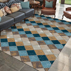 Kleurrtapijt voor de Slaapkamer Modern Geometrisch Diamantpatroon Vloerkleed Polyester Vlekbestendig Vloerkleed
