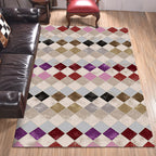 Kleurrtapijt voor de Slaapkamer Modern Geometrisch Diamantpatroon Vloerkleed Polyester Vlekbestendig Vloerkleed