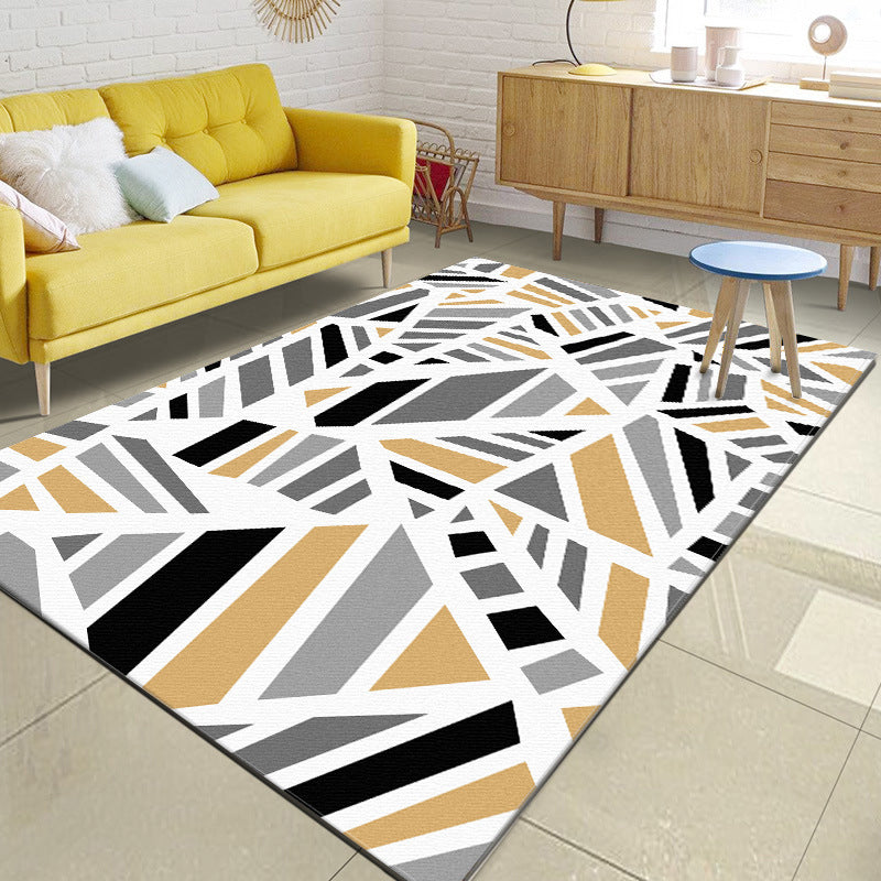 Minimalistische moderne rug in grijze geometrische onregelmatige vorm patroonrug polyester antislip achterkant rug voor woninginrichting