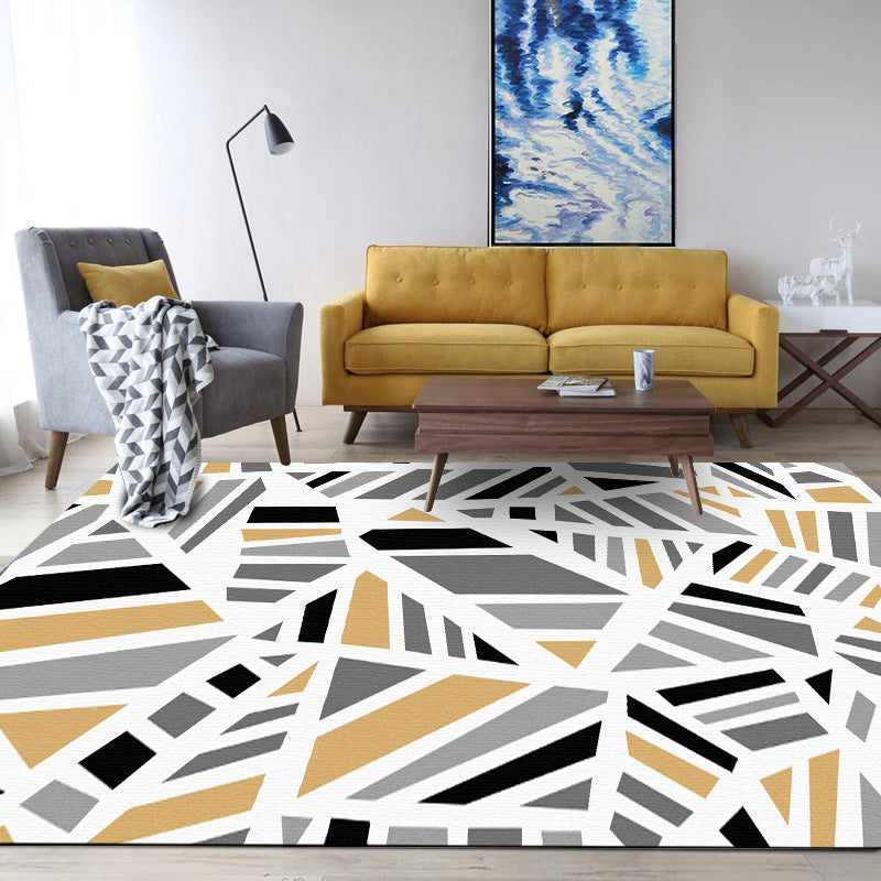 Minimalistische moderne rug in grijze geometrische onregelmatige vorm patroonrug polyester antislip achterkant rug voor woninginrichting
