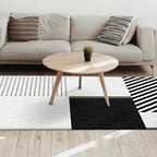Nordic Modern Vloerkleed in Zwart en Wit geometrisch stippenpatroon gestreept vloerkleed polyester wasbaar vloerkleed voor woningdecoratie