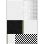 Nordic Modern Vloerkleed in Zwart en Wit geometrisch stippenpatroon gestreept vloerkleed polyester wasbaar vloerkleed voor woningdecoratie