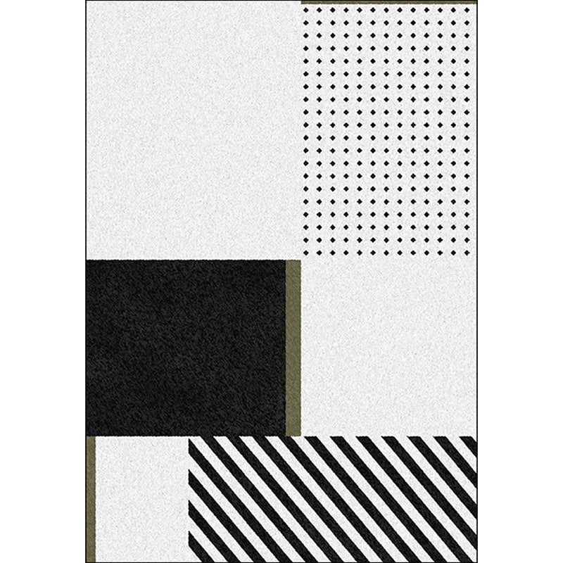 Nordic Modern Vloerkleed in Zwart en Wit geometrisch stippenpatroon gestreept vloerkleed polyester wasbaar vloerkleed voor woningdecoratie