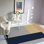Eenvoudig modern tapijt in grijs en blauw kleurblokpatroon tapijt polyester huisdiervriendelijk tapijt voor woninginrichting