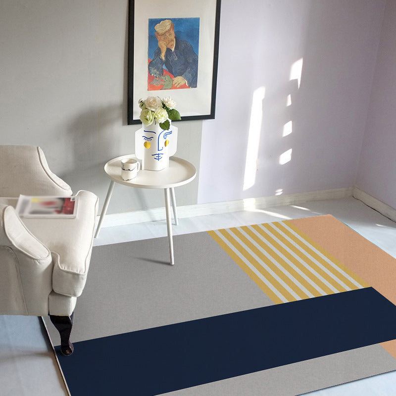 Eenvoudig modern tapijt in grijs en blauw kleurblokpatroon tapijt polyester huisdiervriendelijk tapijt voor woninginrichting