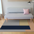 Eenvoudig modern tapijt in grijs en blauw kleurblokpatroon tapijt polyester huisdiervriendelijk tapijt voor woninginrichting
