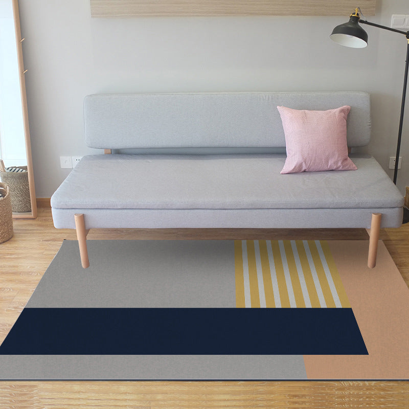 Eenvoudig modern tapijt in grijs en blauw kleurblokpatroon tapijt polyester huisdiervriendelijk tapijt voor woninginrichting
