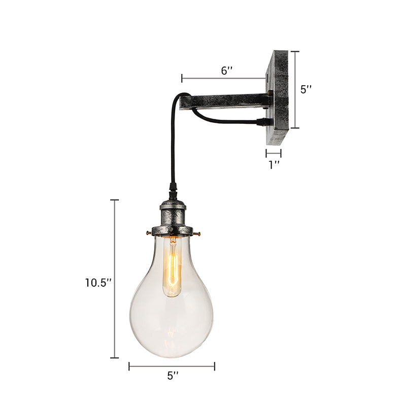 Zwarte bolvormige lampenkap wandlamp industrieel helder glas 1 licht woonkamer wandlampen lamp