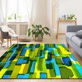 Moderne woonkamer tapijt in groene abstracte print polyester antislip rug voor het gebied