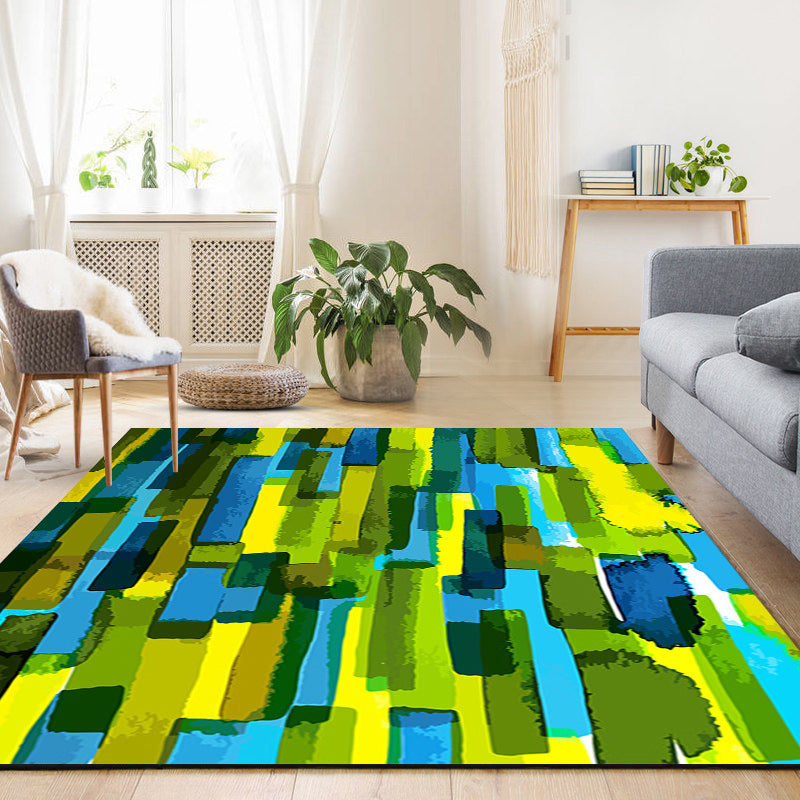 Moderne woonkamer tapijt in groene abstracte print polyester antislip rug voor het gebied
