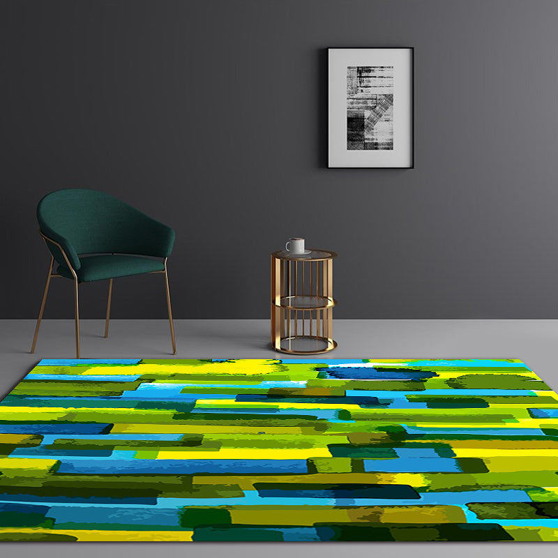 Moderne woonkamer tapijt in groene abstracte print polyester antislip rug voor het gebied