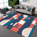 Oranje en Blauwe Slaapkamer Tapijt Moderne Kleurblokpatroon Gebiedtapijt Polyester Vlekbestendig Tapijt