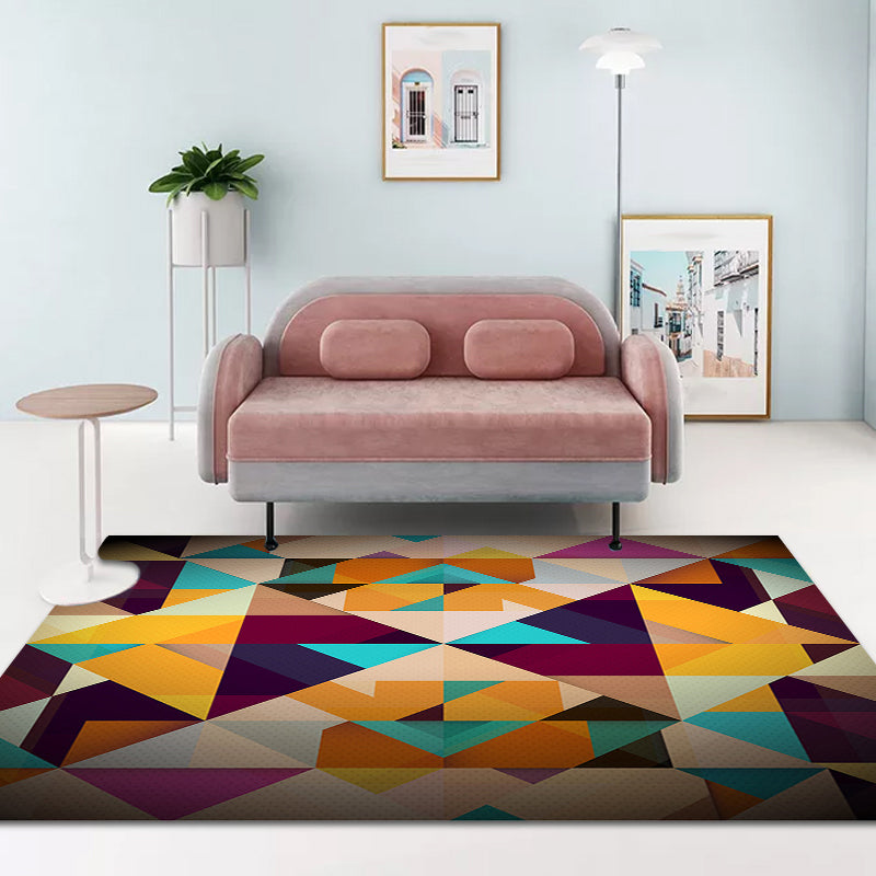Moderne woonkamer tapijt Kleurful geometrische diamand print tapijt Polyester antislip wasbaar tapijt