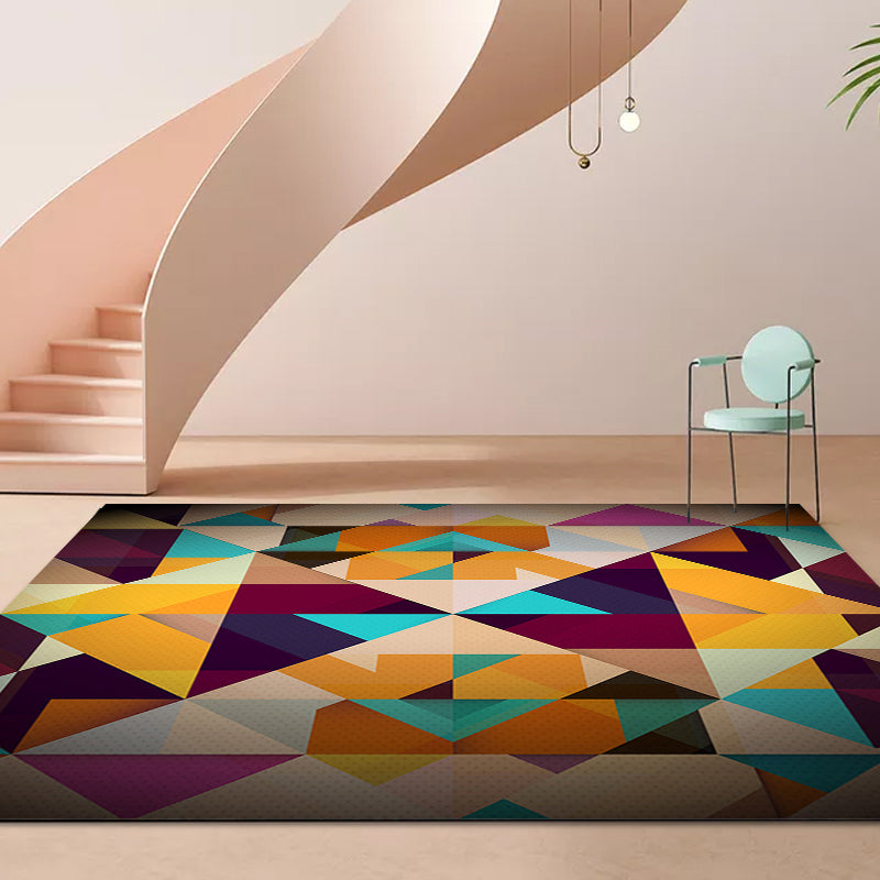 Moderne woonkamer tapijt Kleurful geometrische diamand print tapijt Polyester antislip wasbaar tapijt
