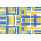 Casual moderne tapijt in zwart en blauw abstract rechthoekig patroon tapijt polyester huisdiervriendelijk tapijt voor woningdecoratie
