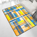 Casual moderne tapijt in zwart en blauw abstract rechthoekig patroon tapijt polyester huisdiervriendelijk tapijt voor woningdecoratie