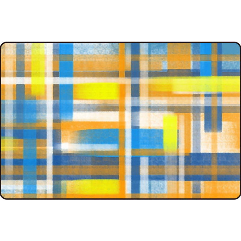 Casual moderne tapijt in zwart en blauw abstract rechthoekig patroon tapijt polyester huisdiervriendelijk tapijt voor woningdecoratie
