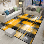 Casual moderne tapijt in zwart en blauw abstract rechthoekig patroon tapijt polyester huisdiervriendelijk tapijt voor woningdecoratie