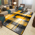 Casual moderne tapijt in zwart en blauw abstract rechthoekig patroon tapijt polyester huisdiervriendelijk tapijt voor woningdecoratie