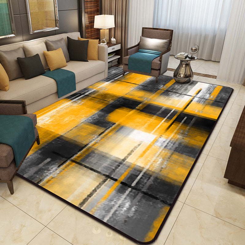 Casual moderne tapijt in zwart en blauw abstract rechthoekig patroon tapijt polyester huisdiervriendelijk tapijt voor woningdecoratie