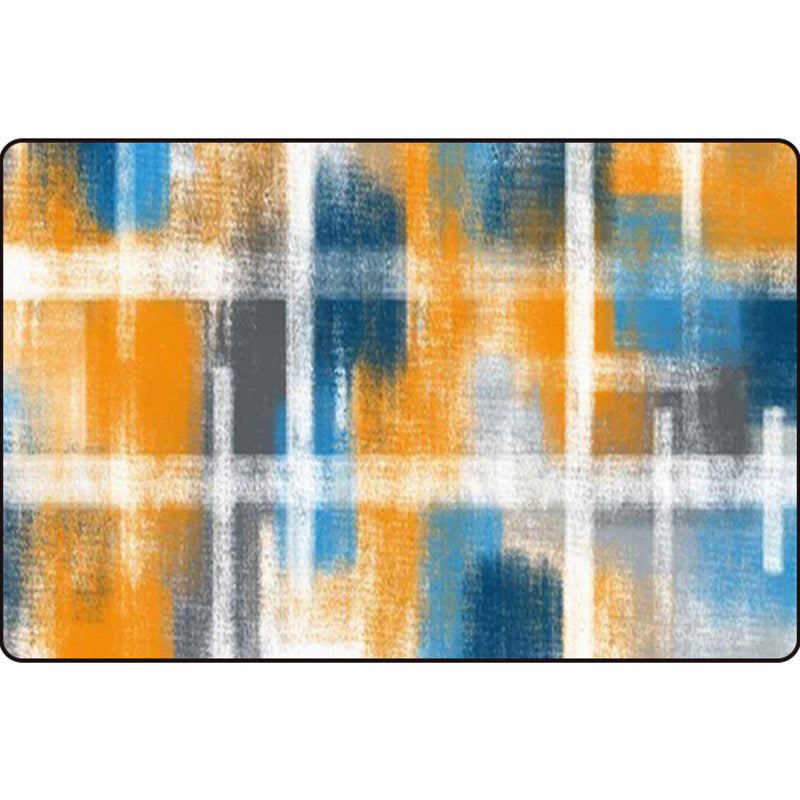 Casual moderne tapijt in zwart en blauw abstract rechthoekig patroon tapijt polyester huisdiervriendelijk tapijt voor woningdecoratie