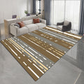 Nordic Modern Vloerkleed in Bruin met Abstracte Streep Patroon Vloerkleed Polyester Huisdiervriendelijk Vloerkleed voor Huishouddecoratie