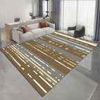 Nordic Modern Vloerkleed in Bruin met Abstracte Streep Patroon Vloerkleed Polyester Huisdiervriendelijk Vloerkleed voor Huishouddecoratie