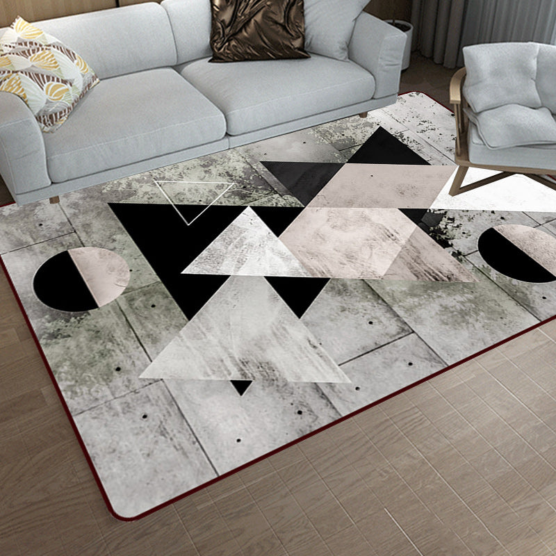Grijze Slaapkamer Tapijt Moderne Kleurblok Geometrische Patroon Tapijt Polyester Antislip Achterkant Tapijt