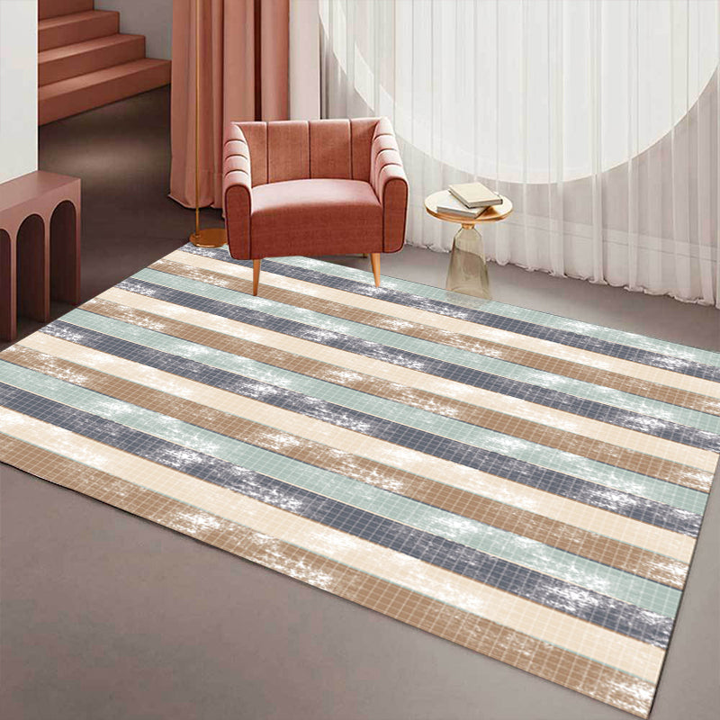 Eenvoudig modern tapijt in groen en geel gestreept patroon tapijt polyester vlekbestendig tapijt voor woningdecoratie