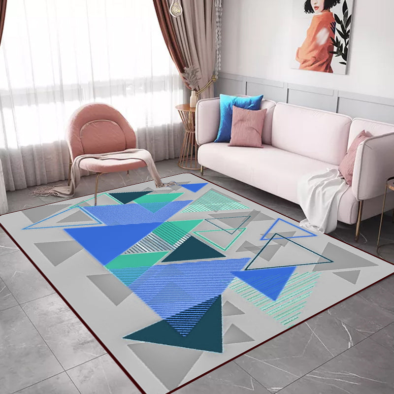 Moderne woonkamer tapijt in grijs kleurblok driehoek print tapijt polyester machine wasbaar tapijt