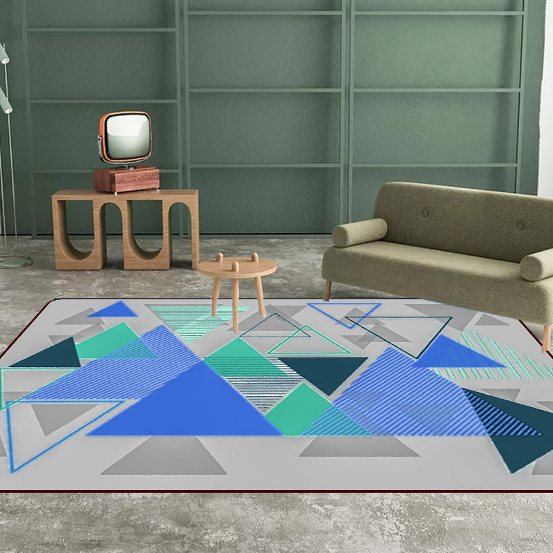 Moderne woonkamer tapijt in grijs kleurblok driehoek print tapijt polyester machine wasbaar tapijt