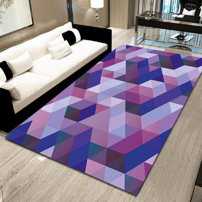 Casual moderne vloerkleed in paars geometrisch driehoek patroon vloerkleed polyester huisdiervriendelijk vloerkleed voor woondecoratie