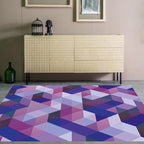 Casual moderne vloerkleed in paars geometrisch driehoek patroon vloerkleed polyester huisdiervriendelijk vloerkleed voor woondecoratie