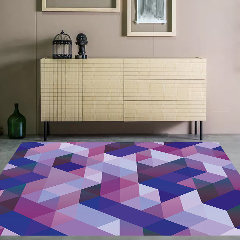 Casual moderne vloerkleed in paars geometrisch driehoek patroon vloerkleed polyester huisdiervriendelijk vloerkleed voor woondecoratie