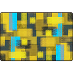 Zwart en Geel Slaapkamer Tapijt Modern Abstract Schilderij Patroon Vloerkleed Polyester Wasbaar Tapijt