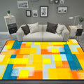 Zwart en Geel Slaapkamer Tapijt Modern Abstract Schilderij Patroon Vloerkleed Polyester Wasbaar Tapijt