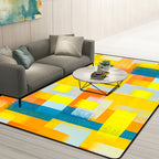 Zwart en Geel Slaapkamer Tapijt Modern Abstract Schilderij Patroon Vloerkleed Polyester Wasbaar Tapijt