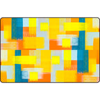 Zwart en Geel Slaapkamer Tapijt Modern Abstract Schilderij Patroon Vloerkleed Polyester Wasbaar Tapijt